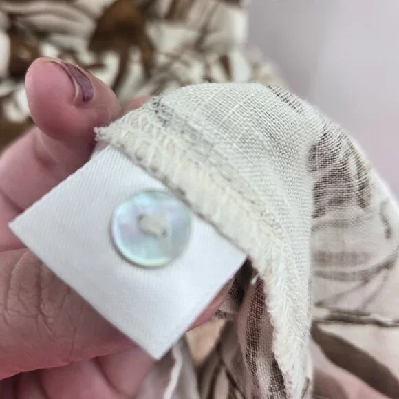 Tahari Ivory Tropical Leaves 100% Linen Sleeveless Pockets Shift Mini Dress XS - Picture 11 of 11